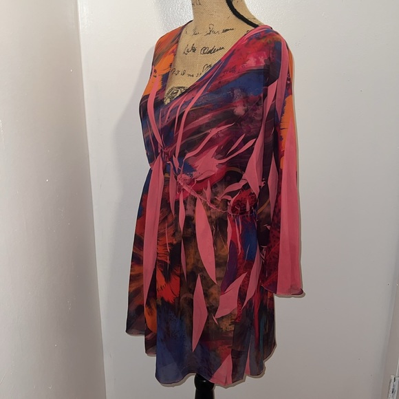 Daniel Benjamin Tropical Multicolor Printed Sheer Blouse - Picture 6 of 7